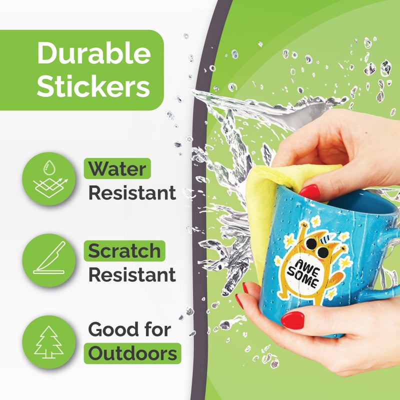 AgoDeo Premium Printable Vinyl Sticker Paper for Inkjet & Laser Printer - 56 Sheets Self-Adhesive Sheets Matte White Waterproof, Dries Quickly Vivid Colors, Holds Ink Well - Tear Resistant - Image 3